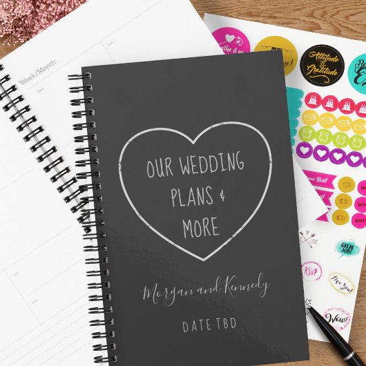 Rustic Heart Couple's Chalkboard Wedding Planner