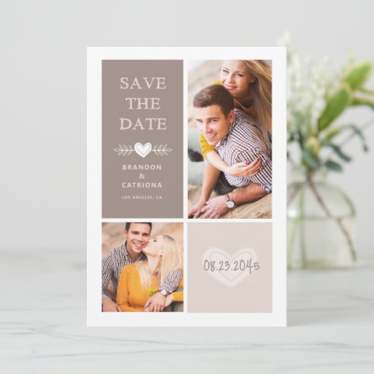 Rustic Heart Doodles | Save the Date Aankondiging (Staand voorkant)