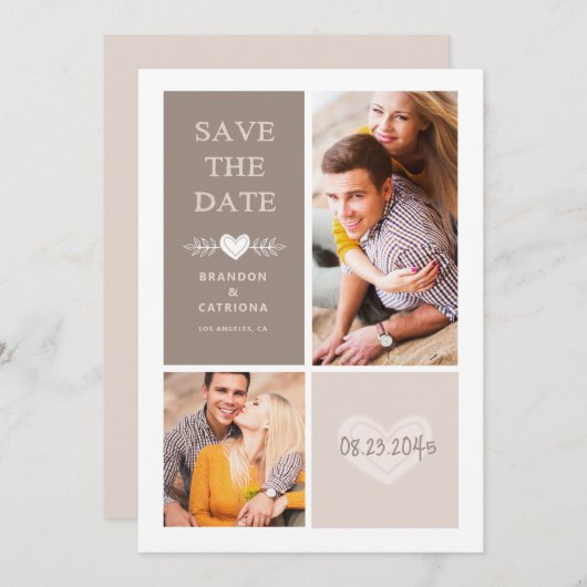 Rustic Heart Doodles | Save the Date Aankondiging (Voorkant / Achterkant)