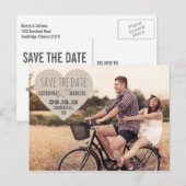 Rustic Heart  Foto Save the Date Briefkaart (Voorkant / Achterkant)