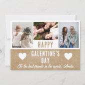 Rustic Heart Galentine's Day Friends 3 Foto Feestdagenkaart (Voorkant)