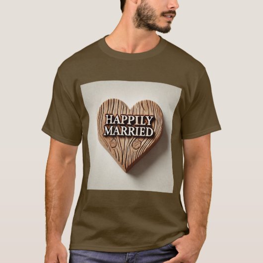 Rustic Heart Gelukkig Getrouwd Mannen Tshirt (Voorkant)