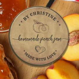 Rustic Heart Handgemaakt Met Liefde perzikjam-etik Ronde Sticker