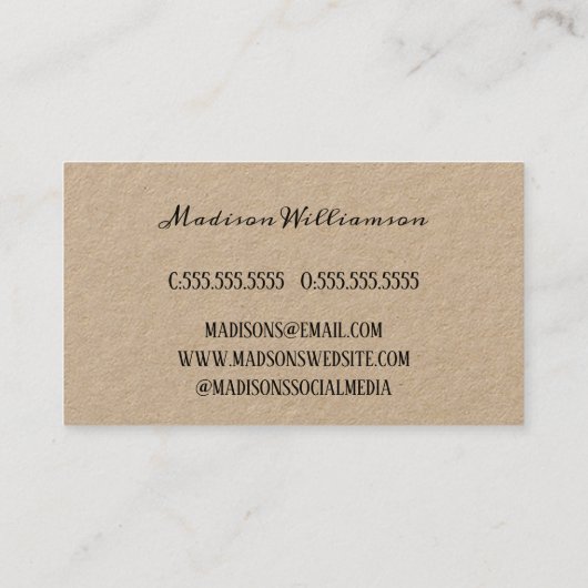 Rustic Heart Kraft Paper gemaakt met liefde |Handl Visitekaartje (Achterkant)