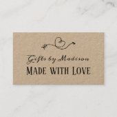 Rustic Heart Kraft Paper gemaakt met liefde |Handl Visitekaartje (Voorkant)