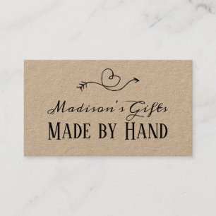Rustic Heart Kraft Papier Handgemaakt    Handgemaa Visitekaartje