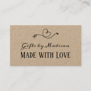 Rustic Heart Kraft Papier Met Liefde Gemaakt  Hand Visitekaartje