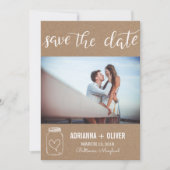 Rustic Heart Mason Jar Save the Date Couple Photo (Voorkant)