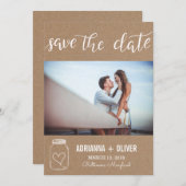 Rustic Heart Mason Jar Save the Date Couple Photo (Voorkant / Achterkant)