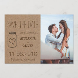 Rustic Heart MasonJar Save The Date Paar Foto 3