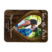 Rustic Heart met je foto Save the Date Wedding Magneet (Horizontaal)