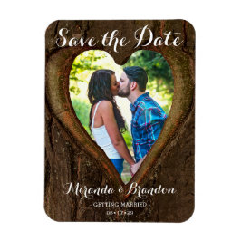 Rustic Heart met je foto Save the Date Wedding Magneet