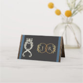 Rustic Heart & Monogram - Blauw Plaatskaartje (Achterkant)