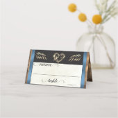 Rustic Heart & Monogram - Blauw Plaatskaartje (Voorkant)