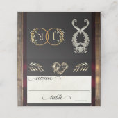 Rustic Heart & Monogram - Bordeauxrood Plaatskaartje (Buitenkant ongevouwen)