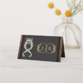 Rustic Heart & Monogram - Bordeauxrood Plaatskaartje (Achterkant)