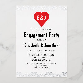 Rustic Heart Monogram Engagement Party Folie Uitnodiging