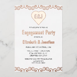 Rustic Heart Monogram Engagement Party Folie Uitnodiging