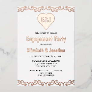 Rustic Heart Monogram Engagement Party Folie Uitnodiging