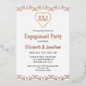 Rustic Heart Monogram Engagement Party Folie Uitnodiging (Voorkant)