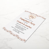 Rustic Heart Monogram Engagement Party Folie Uitnodiging (Gedraaid)