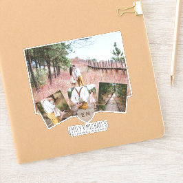 Rustic Heart Monogram Fotos Huwelijk Bruidsdouche Sticker