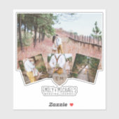 Rustic Heart Monogram Fotos Huwelijk Bruidsdouche Sticker (Vel)