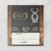 Rustic Heart & Monogram - Koper Plaatskaartje (Buitenkant ongevouwen)