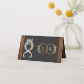 Rustic Heart & Monogram - Koper Plaatskaartje (Achterkant)