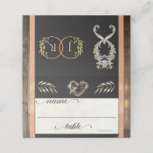 Rustic Heart & Monogram - Perzik Plaatskaartje (Buitenkant ongevouwen)