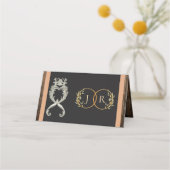 Rustic Heart & Monogram - Perzik Plaatskaartje (Achterkant)