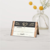 Rustic Heart & Monogram - Perzik Plaatskaartje (Voorkant)