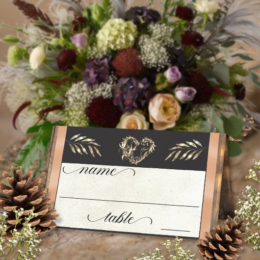 Rustic Heart & Monogram - Perzik Plaatskaartje