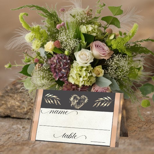 Rustic Heart & Monogram - Perzik Plaatskaartje