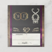Rustic Heart & Monogram - Pruim Plaatskaartje (Buitenkant ongevouwen)