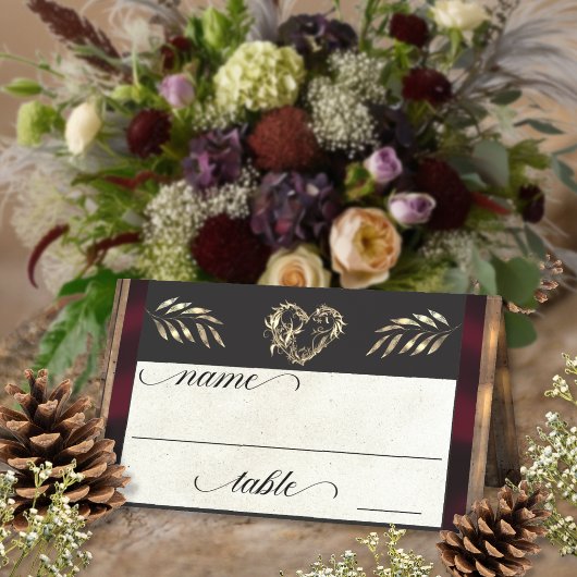 Rustic Heart & Monogram - Pruim Plaatskaartje