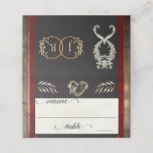 Rustic Heart & Monogram - Rood Plaatskaartje (Buitenkant ongevouwen)