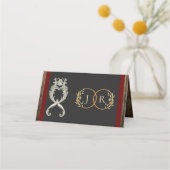 Rustic Heart & Monogram - Rood Plaatskaartje (Achterkant)