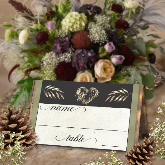 Rustic Heart & Monogram - Salie Plaatskaartje