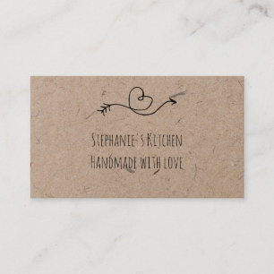 Rustic Heart Nep Kraftpapier Handgemaakt Met Liefd Visitekaartje