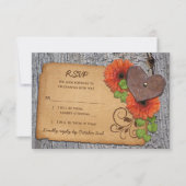 Rustic Heart Oranje Daisy Country Wedding RSVP (Voorkant)