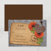 Rustic Heart Oranje Daisy Country Wedding RSVP (Voorkant / Achterkant)