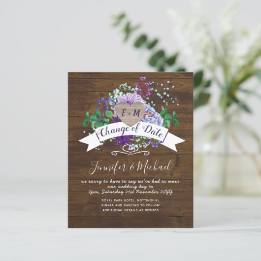 Rustic Heart PHOTO Paars Floral CHANGE DATUM (Staand voorkant)