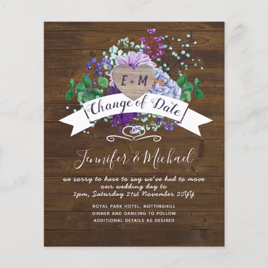 Rustic Heart PHOTO Paars Floral CHANGE DATUM (Voorkant)