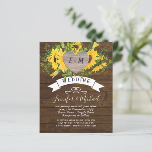 Rustic Heart PHOTO Sunflower Woodland Wedding (Staand voorkant)