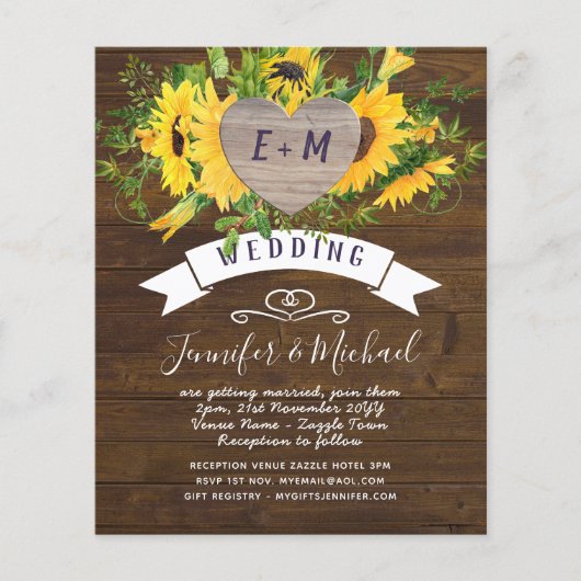 Rustic Heart PHOTO Sunflower Woodland Wedding (Voorkant)