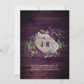 Rustic Heart Purple Flowers Wedding Kaart (Achterkant)