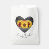 Rustic Heart Red Rose Elegante Zonnebloem Huwelijk Bedankzakje (Voorkant)