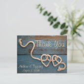 Rustic Heart Rope Wedding Dank u Briefkaart (Staand voorkant)