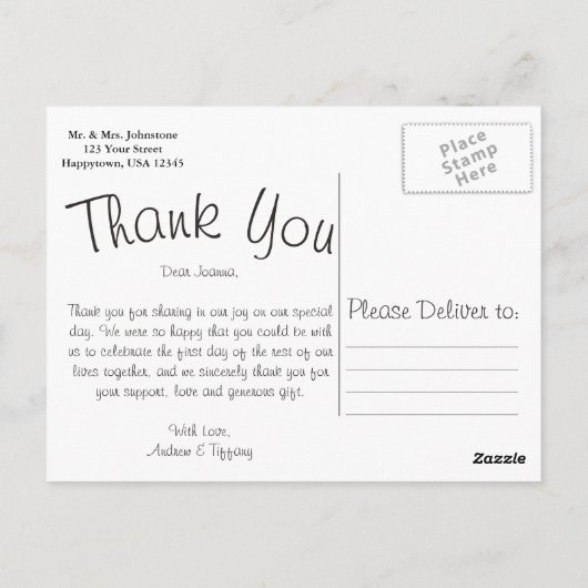 Rustic Heart Rope Wedding Dank u Briefkaart (Achterkant)